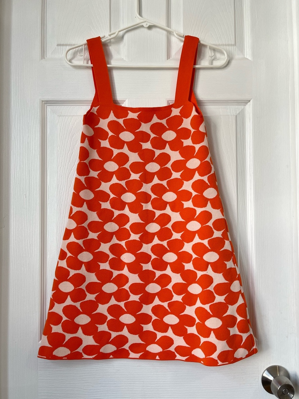 Zara orange cream retro floral jacquard knit mini dress size S